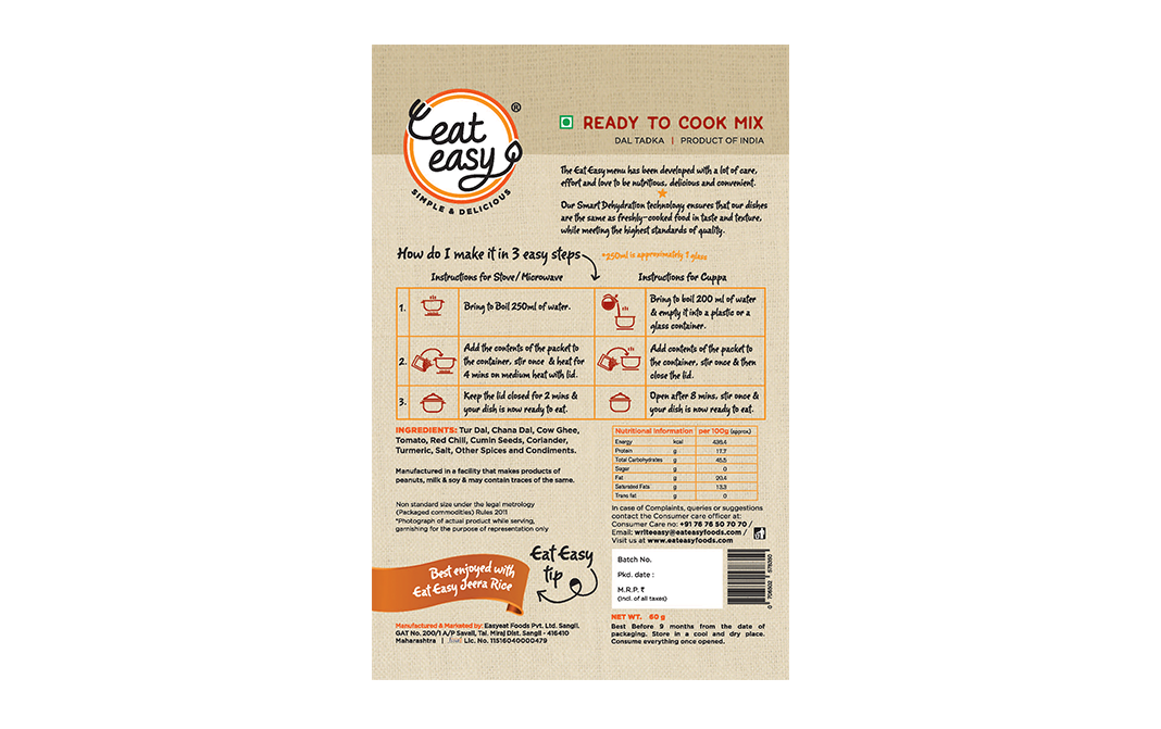 Eat Easy Jain Dal Tadka    Box  60 grams